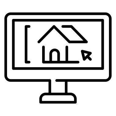 Bina ve inşaat mühendisliği ikonu, vektör çizimi. mimari yazılım