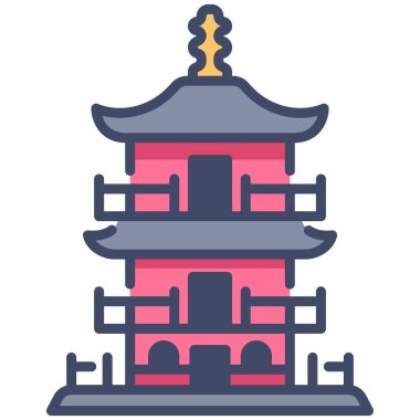 Japonya kavramsal ikonu, vektör illüstrasyonu. Japonya Tapınağı