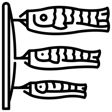 Japonya kavramsal ikonu, vektör illüstrasyonu. balık bayrağı