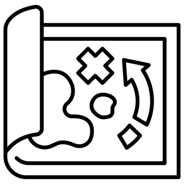 Beyaz arkaplanda askeri simge, vektör illüstrasyonu, savaş alanı konsepti, planlama haritası