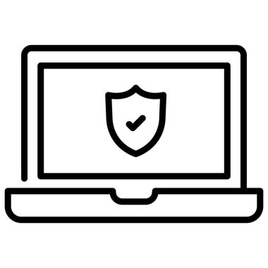 Siber suçlar ve koruma konsepti. Vektör simgesi. koruma bilgisayarı