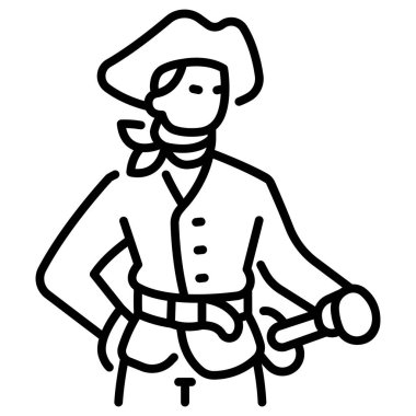 Korsan konsept ikonu, vektör illüstrasyonu. Denizci