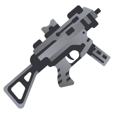 Beyaz arkaplanda askeri simge, vektör illüstrasyonu, savaş alanı konsepti, alt makine