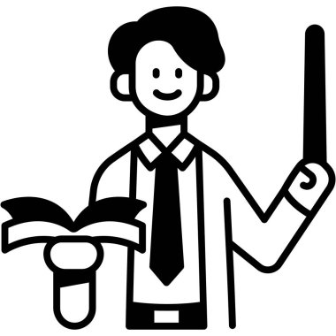 Eğitim ikonu, lise konsepti. Vektör çizimi. öğretmen ve kitaplar