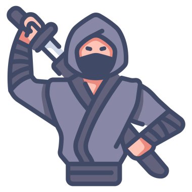Japonya kavramsal ikonu, vektör illüstrasyonu. ninja.