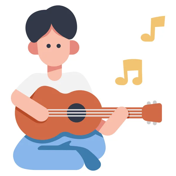 Summer Vacation Icon Vector Illustration Playing Guitar — Stock Vector