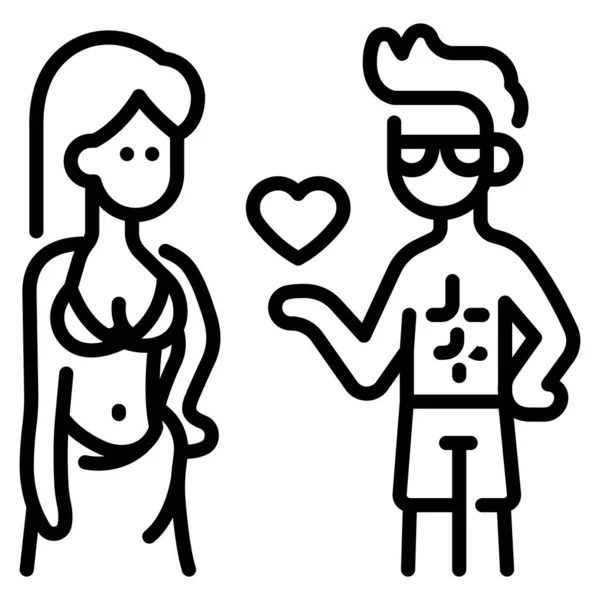 Ikona Wakacji Letnich Ilustracja Wektora Flirtuj Plaży — Wektor stockowy