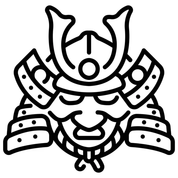 日本概念图标 矢量图解 武士面具 — 图库矢量图片