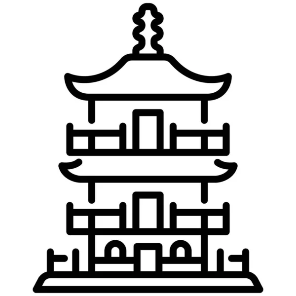 Icono Conceptual Japón Ilustración Vectorial Templo Japón — Vector de stock