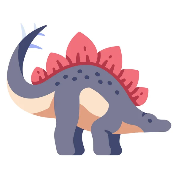 Roztomilý Kreslený Dinosaurus Vektorová Ilustrace Stegosaurus — Stockový vektor