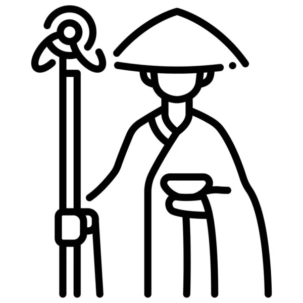 Японська Концептуальна Ікона Векторна Ілюстрація Монах Джапан — стоковий вектор