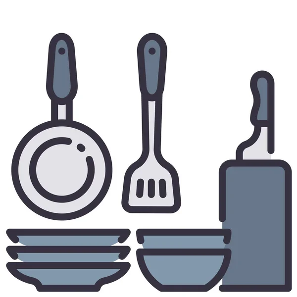 餐厅和餐厅图标 矢量插图 厨房设备 — 图库矢量图片