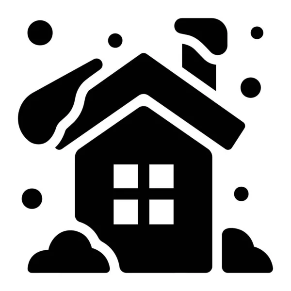 Stagione Invernale Concetto Natale Illustrazione Vettoriale Casa Nella Neve — Vettoriale Stock