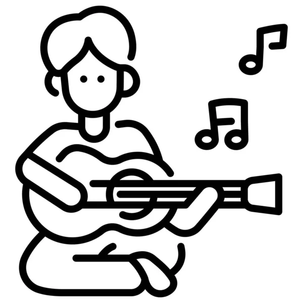 Summer Vacation Icon Vector Illustration Playing Guitar — Stock Vector