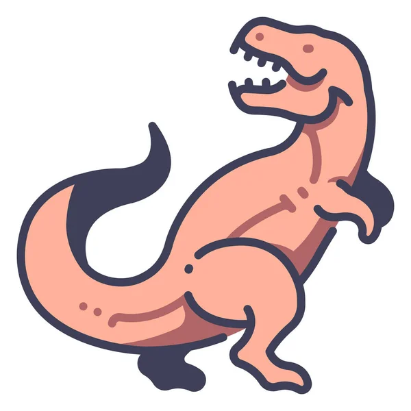Tecknad Dinosaurie Vektor Illustration Isolerad Vit Bakgrund Tyrannosaurus Rex — Stock vektor