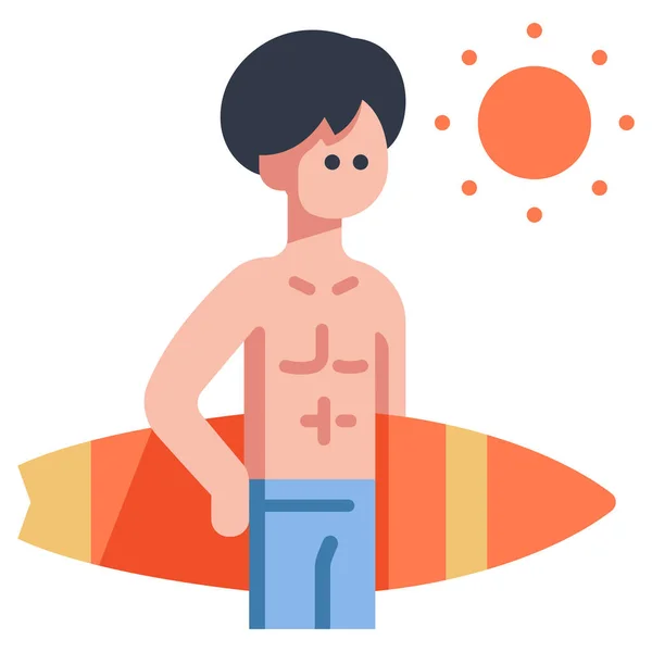 Summer Vacation Icon Vector Illustration Man Windsurf — Stock Vector