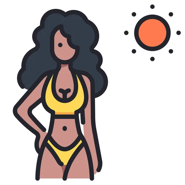 Nyári Vakáció Ikon Vektor Illusztráció Ban Szexi Bikini — Stock Vector