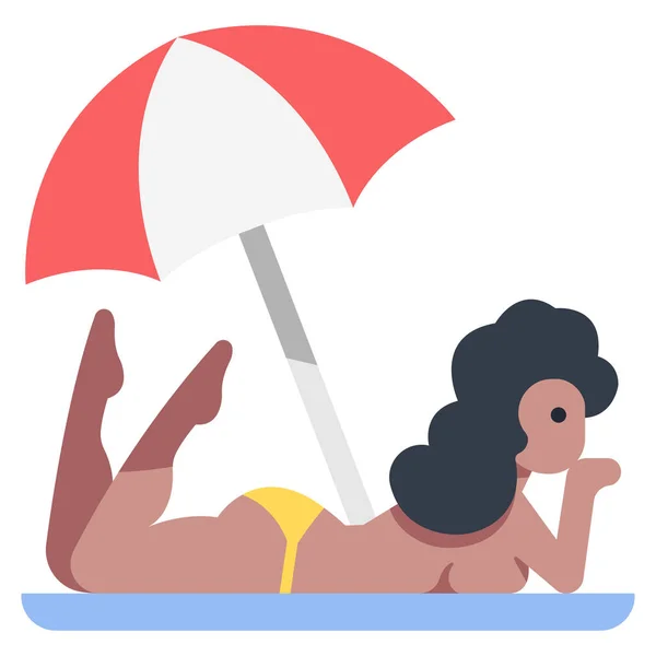 Icône Des Vacances Été Illustration Vectorielle Femme Couchée Bronzant — Image vectorielle