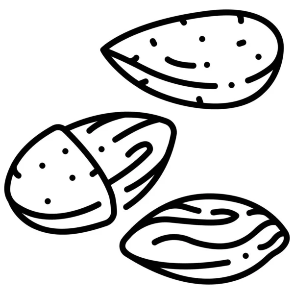Ikon Makanan Organik Segar Ilustrasi Vektor Kacang Almond - Stok Vektor