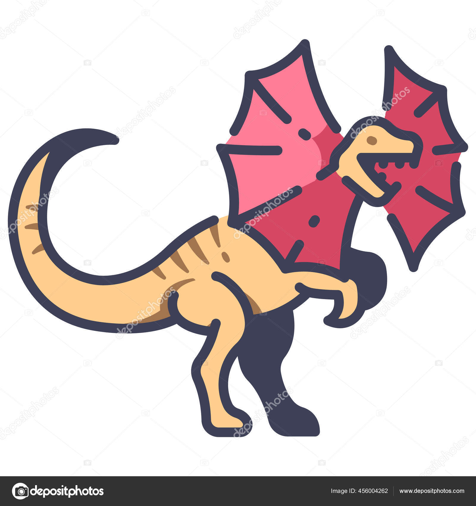 Dinossauro Bonito Dos Desenhos Animados Ilustração Vetorial Dilofossauro  Vetor de ©maxicons 456004262, image size:1600x1700