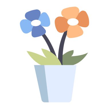 Bahçe ikonu, vektör illüstrasyonu. Çiçekler açar. 