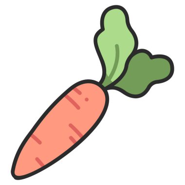 Sebze ikonu. Vektör çizimi. Havuç.