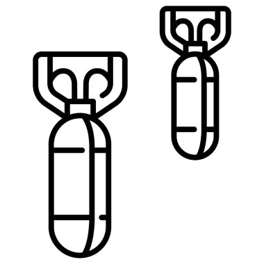 Beyaz arka planda askeri simge, vektör illüstrasyonu, savaş alanı kavramı, bombalar