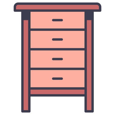 İç tasarım ikonu, vektör illüstrasyonu. Çekmeceler