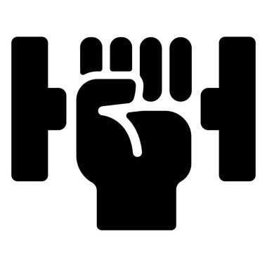 Fitness ikonu, vektör illüstrasyonu. Dambılı el.