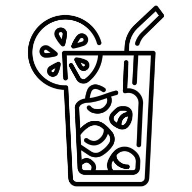 Yaz tatili ikonu, vektör çizimi. serin meyve suyu