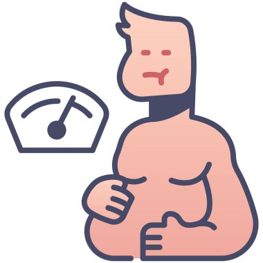 Hastalık ve yaralanma ikonu, vektör çizimi. obezite