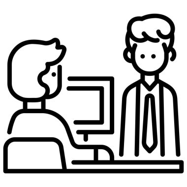 Ofis simgesi, vektör illüstrasyonu. İşten bahset.