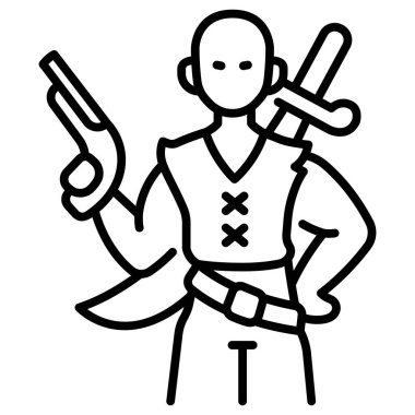 Korsan konsept ikonu, vektör illüstrasyonu. Silahlı korsan