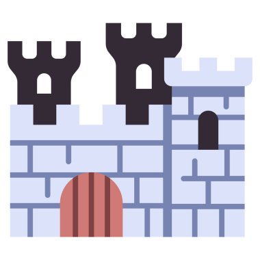 Ortaçağ ikonu, vektör illüstrasyonu. kale duvarı