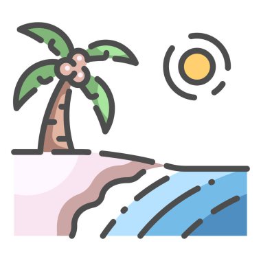 Güzel manzara, vektör çizimi. plaj