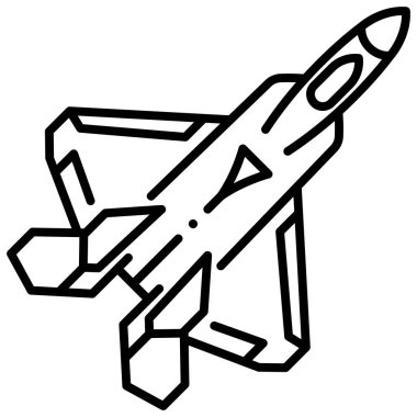 Beyaz arka planda askeri simge, vektör çizimi, savaş alanı konsepti, hava kuvvetleri savaşçısı