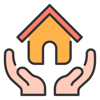 Bina ve inşaat mühendisliği ikonu, vektör çizimi. sigorta evi