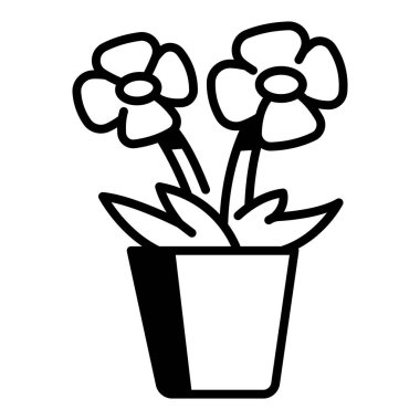 Bahçe ikonu, vektör illüstrasyonu. Çiçekler açar. 