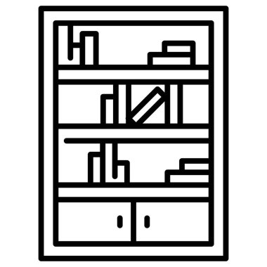 İç tasarım ikonu, vektör illüstrasyonu. kitaplıklar