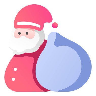 Kış mevsimi ve Noel konsepti. Vektör çizimi. Noel Baba ve hediye çantası.