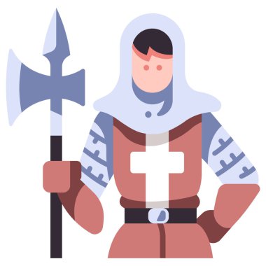 Ortaçağ ikonu, vektör illüstrasyonu. asker