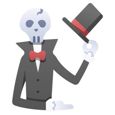 Korku ve Cadılar Bayramı ikonu, vektör illüstrasyonu. kafatası beyefendi