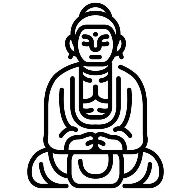Japonya kavramsal ikonu, vektör illüstrasyonu. Yüce Buda.
