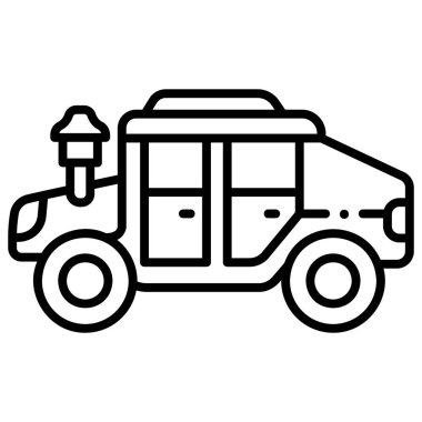 Beyaz arka planda askeri simge, vektör illüstrasyonu, savaş alanı konsepti, askeri araç