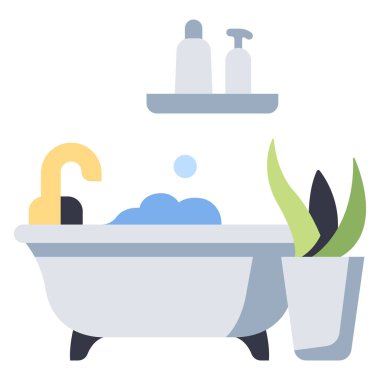 İç tasarım ikonu, vektör illüstrasyonu. banyo