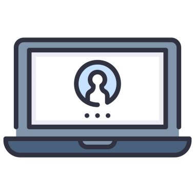 Ofis simgesi, vektör illüstrasyonu. dizüstü