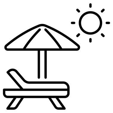 Sezon kavramsal ikonu, vektör illüstrasyonu. Şemsiye ve sandalye plajı