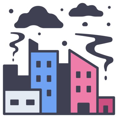 Kirlilik kavramsal ikonu, vektör illüstrasyonu. Şehir kirliliği