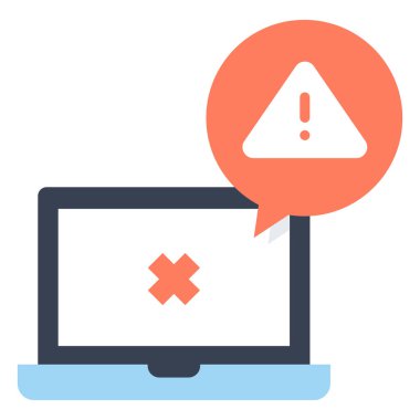 Siber suçlar ve koruma konsepti. Vektör simgesi. bilgisayar hatası uyarısı