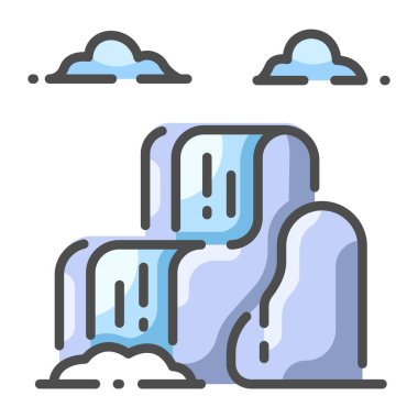 Güzel manzara, vektör çizimi. şelale